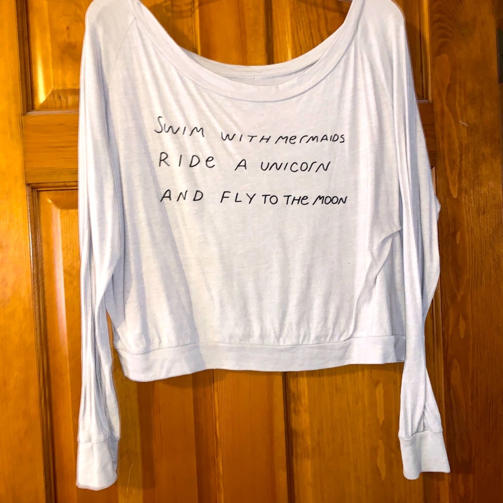 Crop sweater off the shoulder or scoop neck